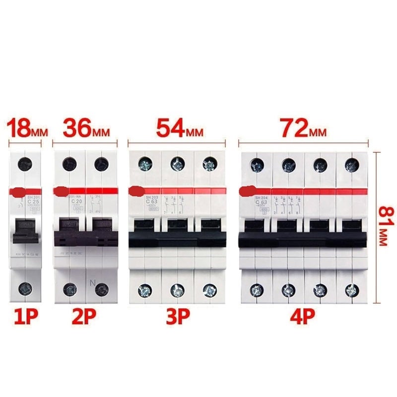 SH200 قاطع دائرة مصغر 1P N 3A النوع C من 1A إلى 63A - Image 3