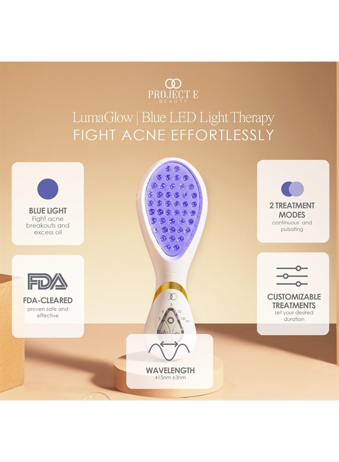 Project E Beauty LumaGlow Blue LED Light Therapy by Project E Beauty | Anti Acne | Pimple & Blemish | Skincare Routine for Oily Skin | FDA-Cleared Handheld Device for Spa & Home Use (Blue Light) - Image 2