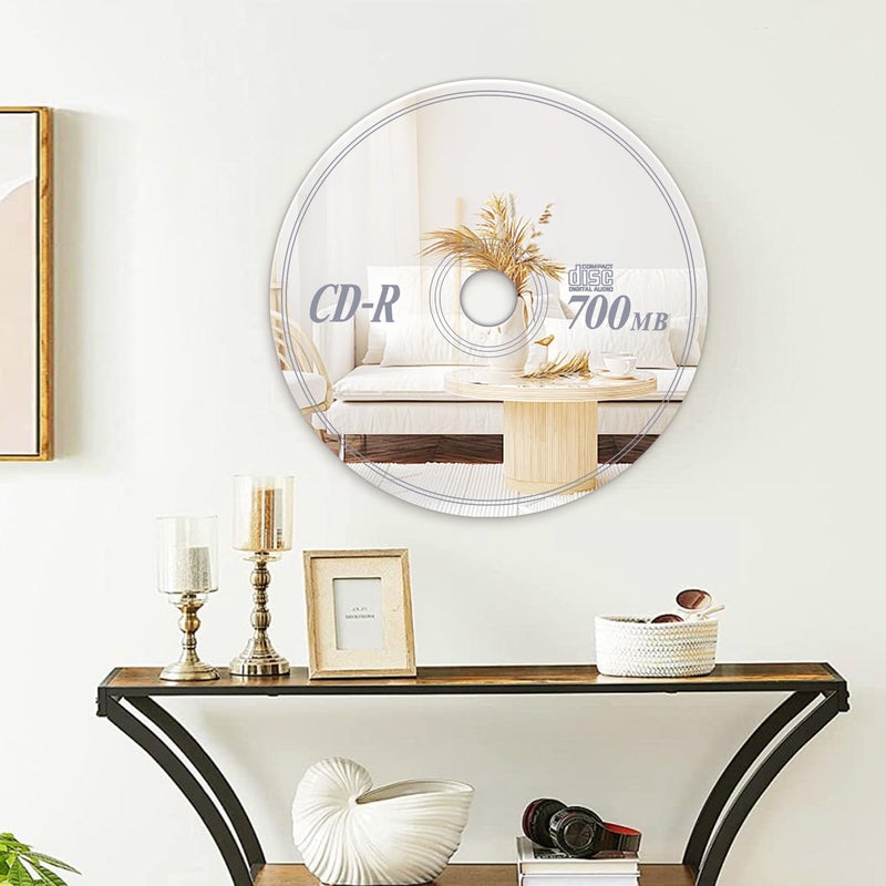 Minuover CD Mirror 13x13 Inch Cool Music Room Decor Y2K Wall Decor Funky Home Nostalgic Silver Acrylic Mirror Vinyl Retro Creative Gift