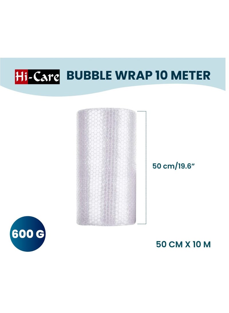 Hi Care - [Pack of 2 Rolls] Bubble Wrap Roll 50cm x 10m Packing Bubble Roll Air Bubble Cushioning Wrap Roll for Packaging Fragile Items, Packing and Moving Supplies - Image 1