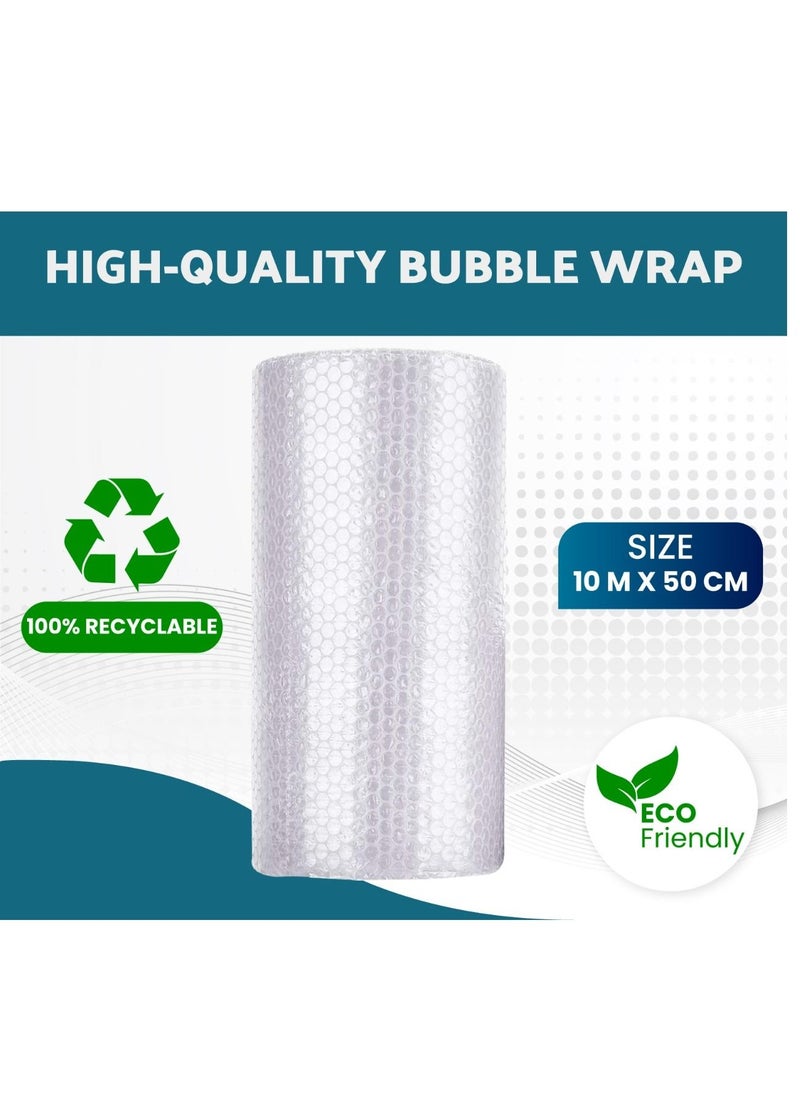 Hi Care - [Pack of 2 Rolls] Bubble Wrap Roll 50cm x 10m Packing Bubble Roll Air Bubble Cushioning Wrap Roll for Packaging Fragile Items, Packing and Moving Supplies - Image 1