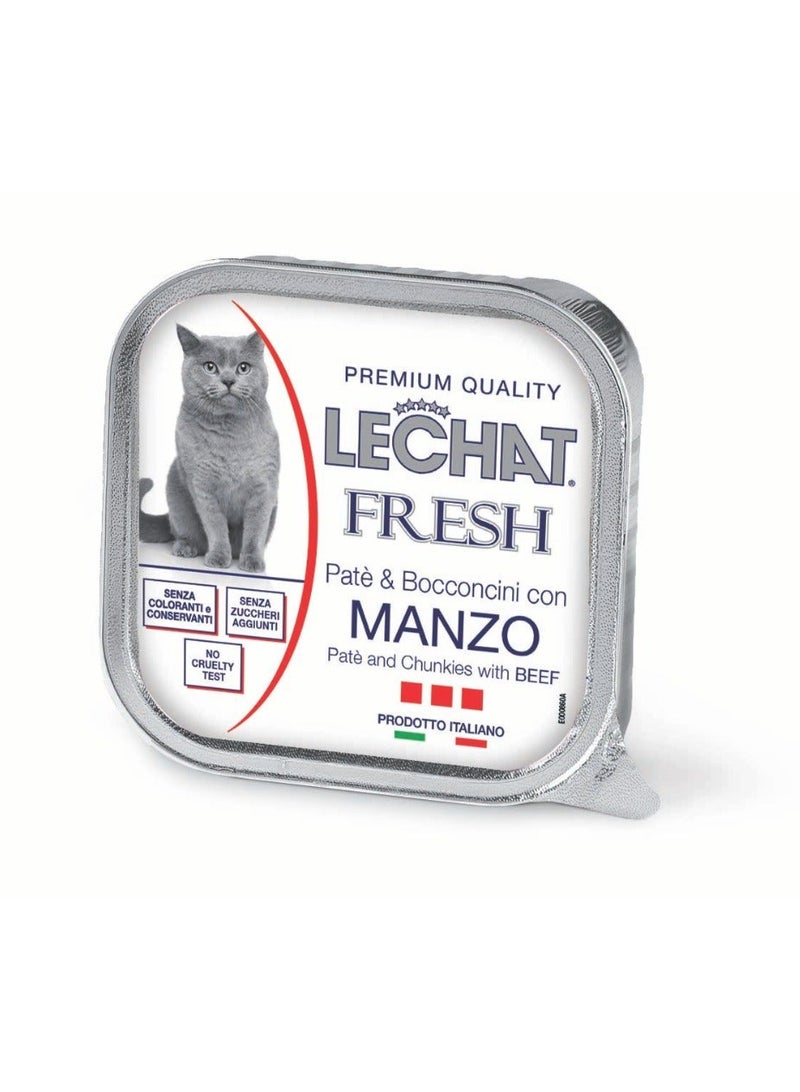 Monge Lechat Fresh by Monge | Cat Wet Food with Beef | Super Premium Complete Wet Cat Food | Patè & Chunkies in Alutray - Pack of 32x100g - Image 2