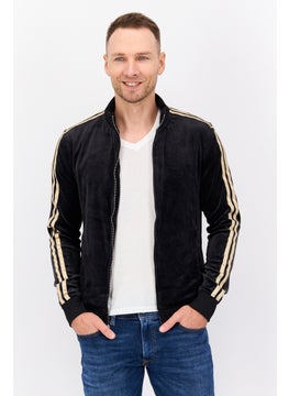 INC Men Stripe Softshell Jacket, Black  - Image 1