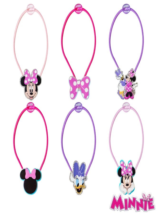 LUV HER Disney Minnie Mouse Elastic Hair Ties for Girls - Multicolored, Durable Elastic - Pack of 6 - Ideal Hair Accessories for Ponytails & Buns, Ages 3+ - Image 2