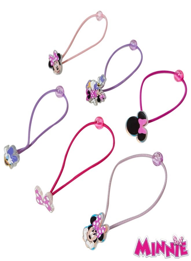 LUV HER Disney Minnie Mouse Elastic Hair Ties for Girls - Multicolored, Durable Elastic - Pack of 6 - Ideal Hair Accessories for Ponytails & Buns, Ages 3+ - Image 4
