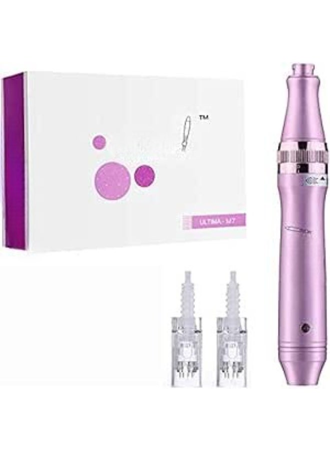 جهاز ديرما بن احترافي – قلم ميكرونيدلينج كهربائي لاسلكي مع 2 كارتريدج إبر 12 سن لتجديد البشرة - Image 1