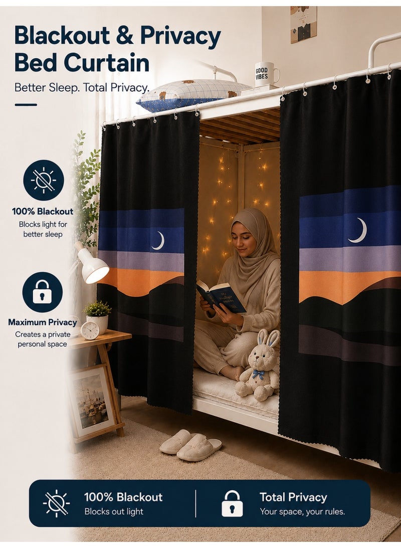 OHTEX HOME قطعتان ستائر سرير فردي حجب كلي للضوء 100% | مظلة سرير طابق للطلاب في السكنات | شبكة ظل مناسبة للتنفس ومضادة للغبار - Image 1