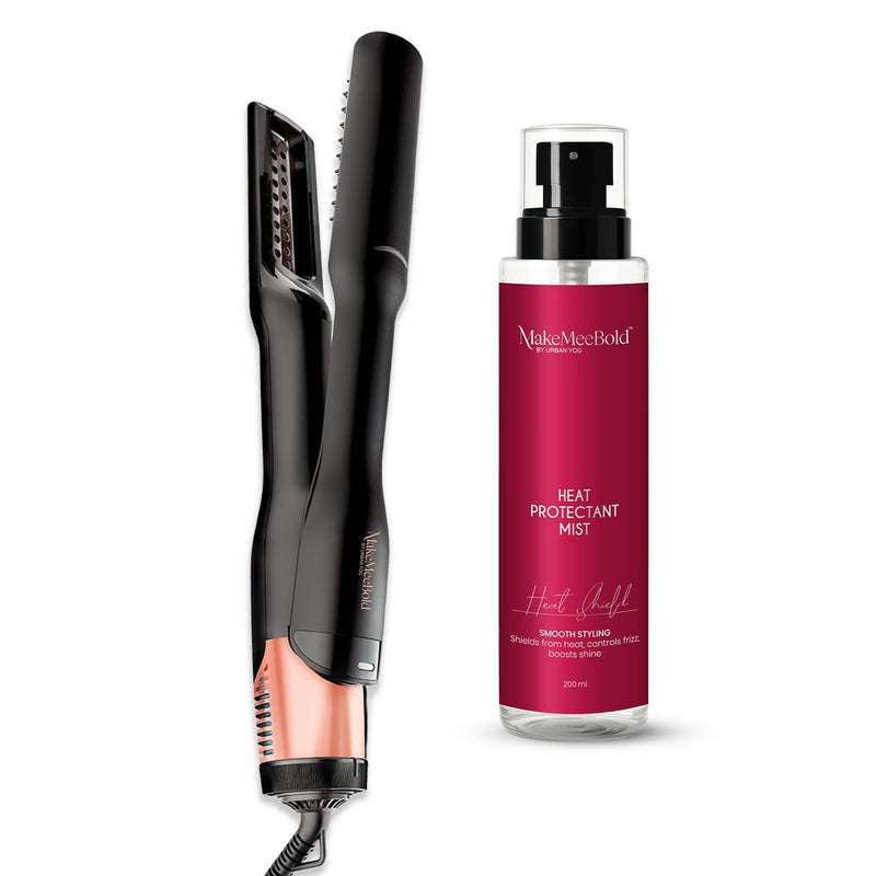 MakeMeeBold Wet to Straight Air Brush & Heat Protectant Mist Combo | 1200W Wet to Dry Hair Straightener with Smart Airflow | 1.4" Ceramic Plates & Teeth | 3 Air Speed Settings - Image 1