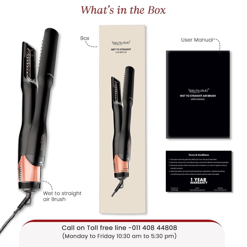 MakeMeeBold Wet to Straight Air Brush & Heat Protectant Mist Combo | 1200W Wet to Dry Hair Straightener with Smart Airflow | 1.4" Ceramic Plates & Teeth | 3 Air Speed Settings - Image 5