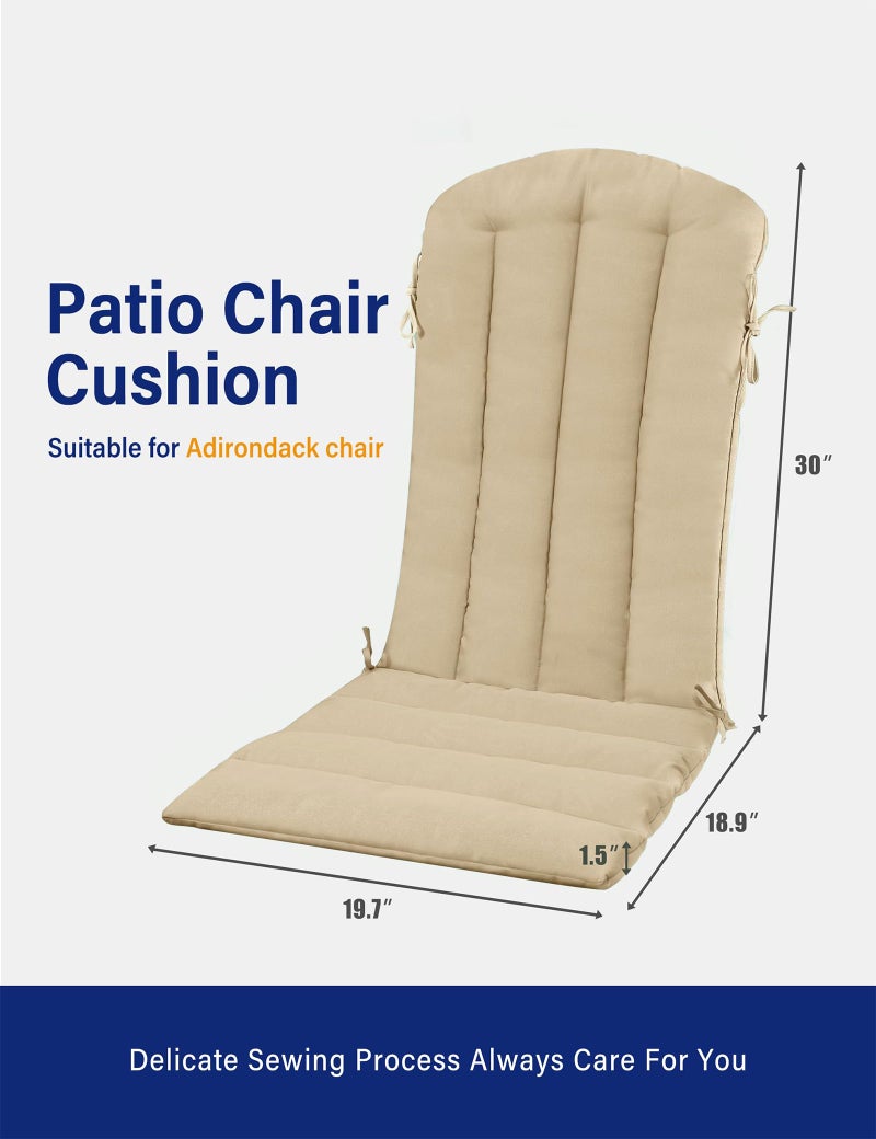YEFU Adirondack Chair Cushion, Rocking Chair Cushions with Straps, Folding Patio Chair Pad for Indoor and Outdoor, 19.7x18.9x1.5 Inch, Light Brown - Image 2
