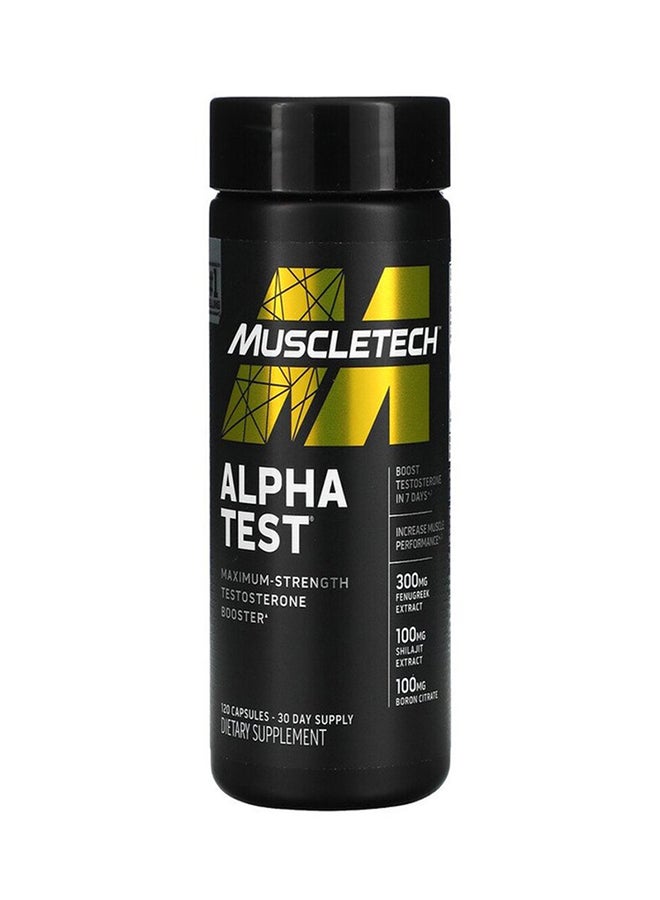 MuscleTech Proseries Alpha Test Maximum Strength Testosterone Booster Dietary Supplement 120 Capsules - Image 1