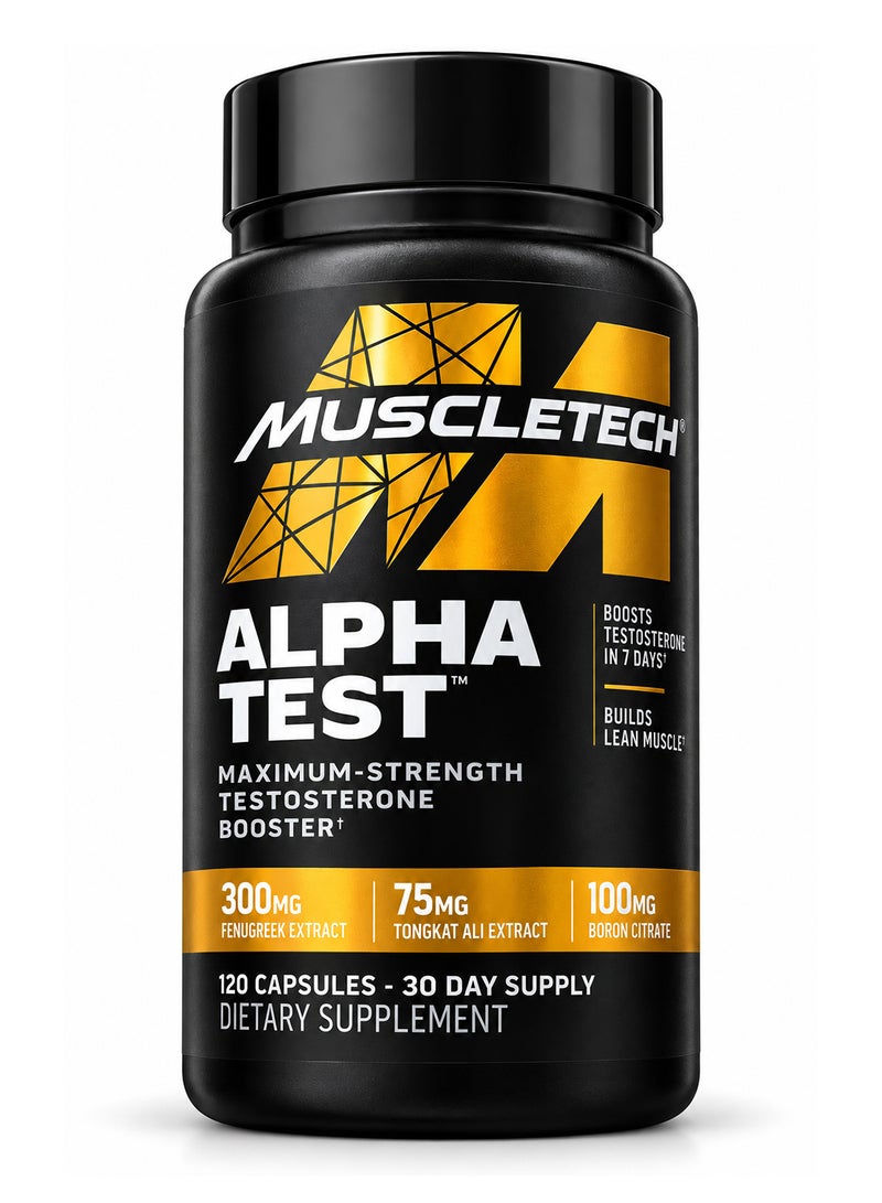 MuscleTech Proseries Alpha Test Maximum Strength Testosterone Booster Dietary Supplement 120 Capsules - Image 1