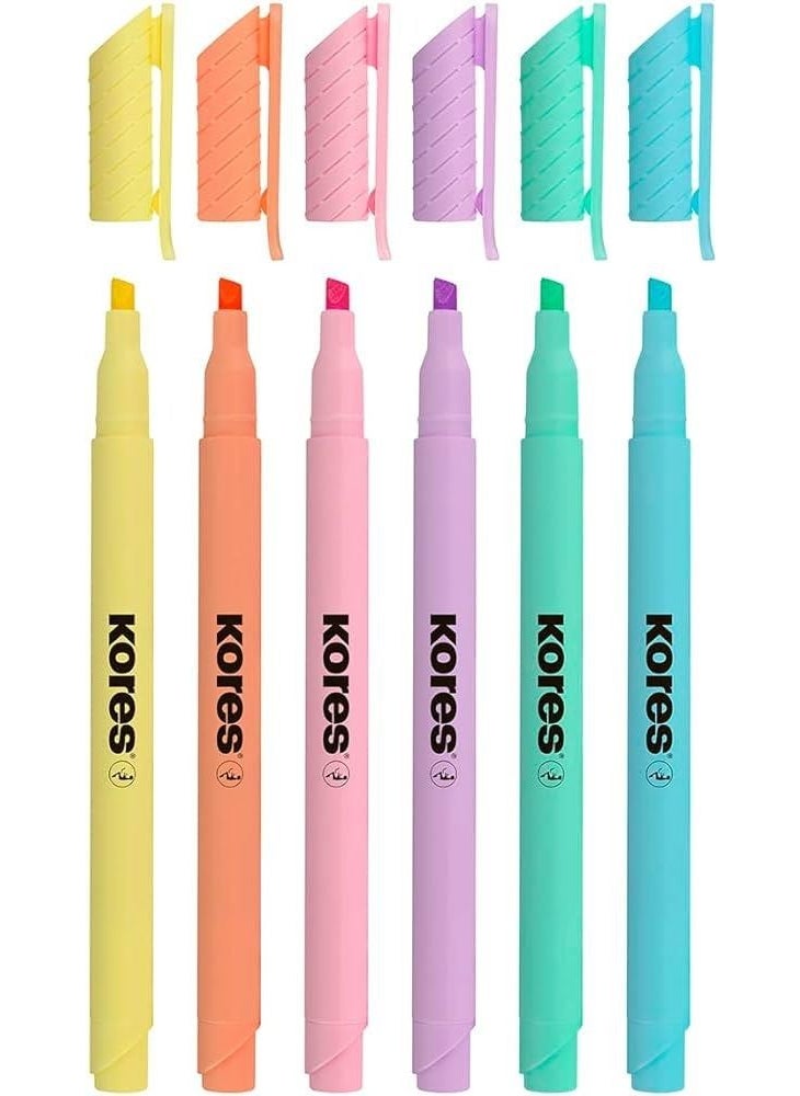 Kores High Liner Pastel Fine Set of 6 Cut-Tip Pen Shape 