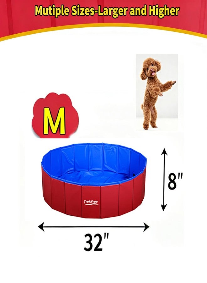 TrekFree Foldable Pet Pool, Puppy Small Medium Large Dogs Pool, Non-Slip Pet Bath Tub for Outdoor Backyard, Collapsible Dogs Swimming Pool for Dogs Cats and Kids 32" Blue - Image 3