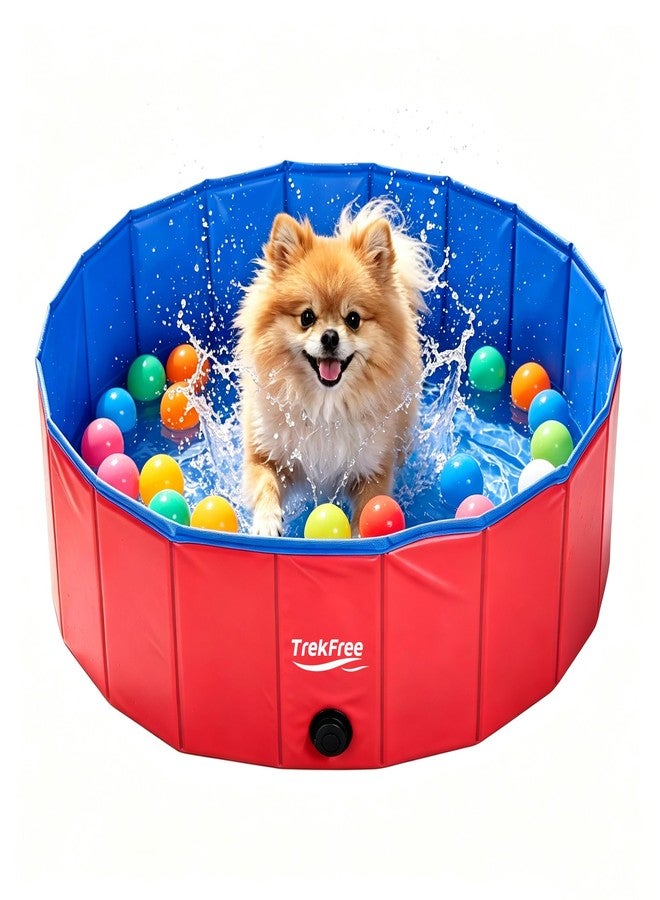 TrekFree Foldable Pet Pool, Puppy Small Medium Large Dogs Pool, Non-Slip Pet Bath Tub for Outdoor Backyard, Collapsible Dogs Swimming Pool for Dogs Cats and Kids 32" Blue - Image 1