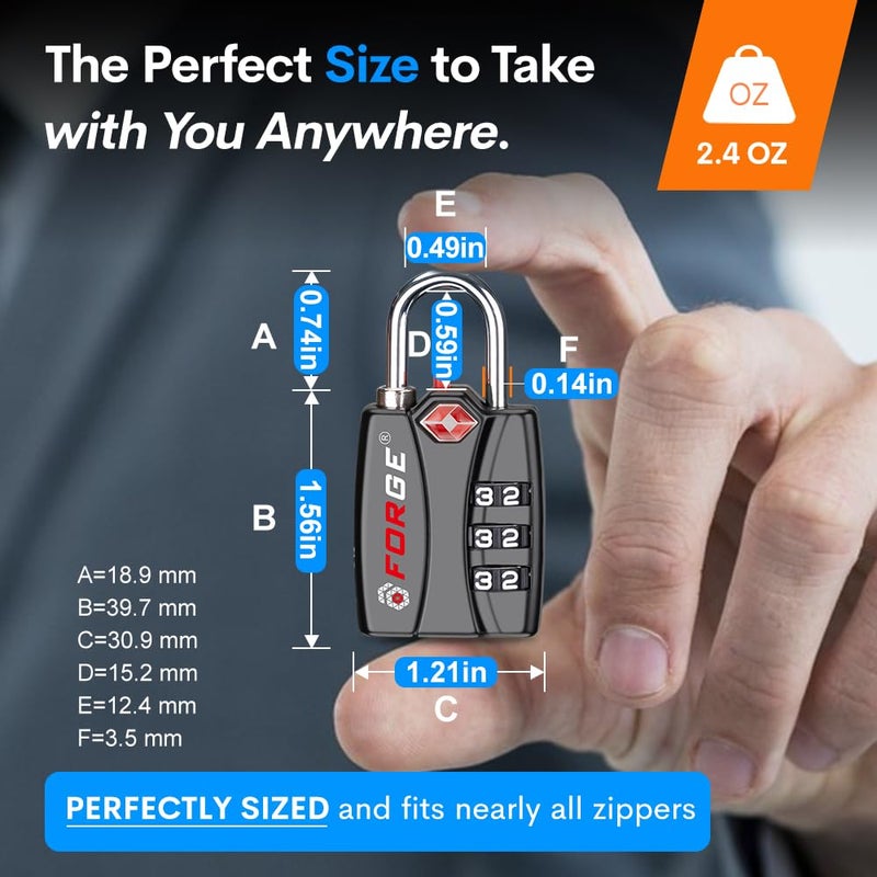 فورج أقفال الأمتعة المعتمدة من فورج TSA - أسود 2 قطعة - Image 4