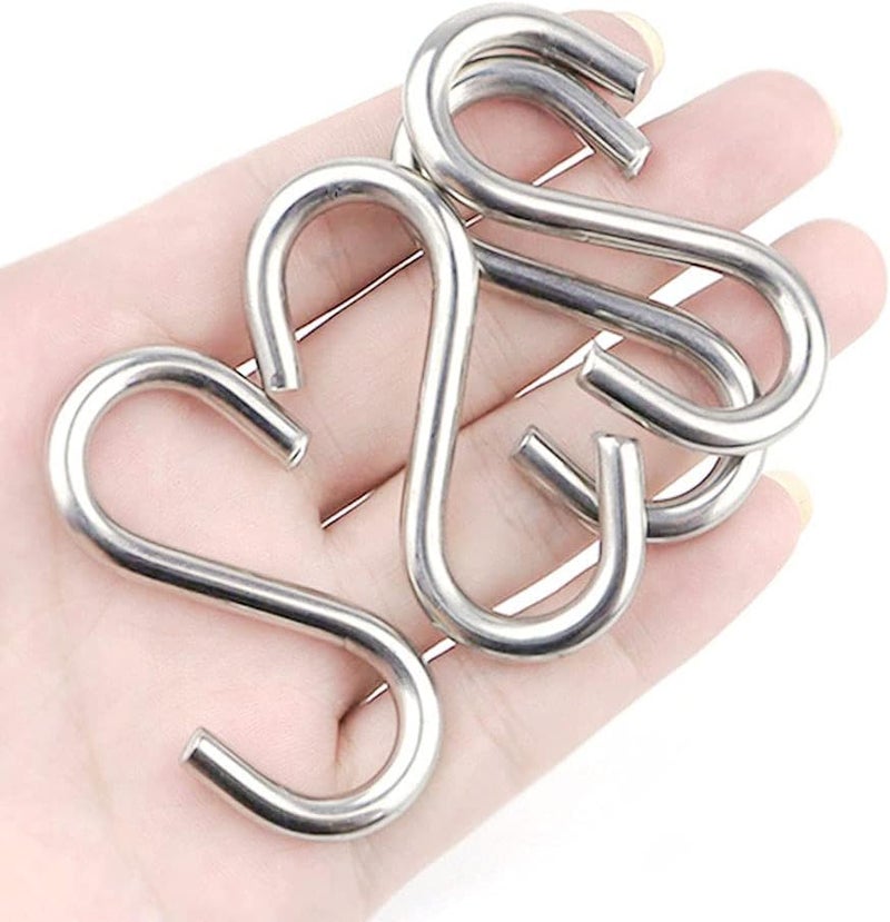 Hamineler 15 Pack Heavy Duty Stainless Steel S Shaped Hooks 2.2 Inch Long 1/5 Inch Thickness S Metal Hooks - Image 4