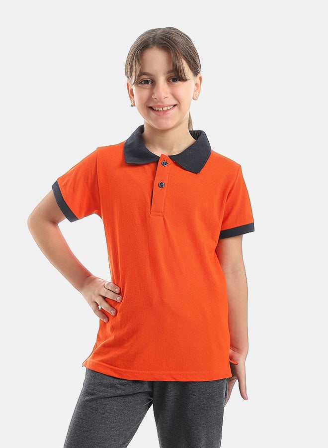 Red Circle Half sleeve polo t-shirt Kids Unisex - Image 2
