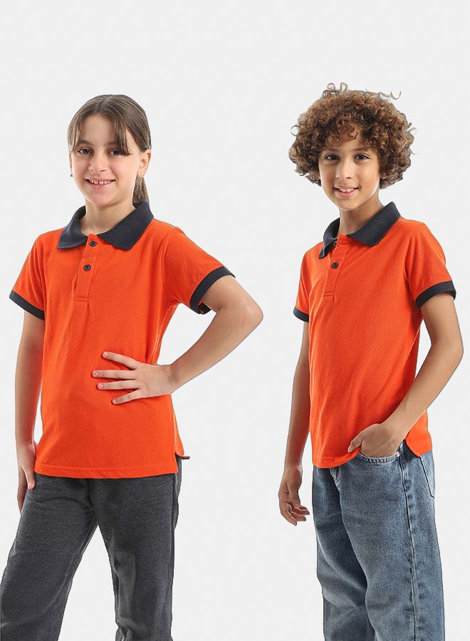 Red Circle Half sleeve polo t-shirt Kids Unisex - Image 3