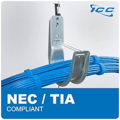 ICC Batwing J Hook 2” with Retainer Clip - Galvanized Steel Cable Management Hooks for Hanging Cable to Hanger Wire and Threaded Rod - Rust-Resistant, EIA and TIA Compliant - 2 Inch 25 Pack - Image 2