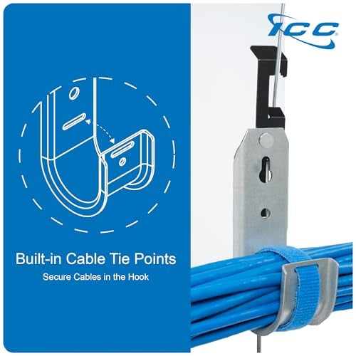 ICC Batwing J Hook 2” with Retainer Clip - Galvanized Steel Cable Management Hooks for Hanging Cable to Hanger Wire and Threaded Rod - Rust-Resistant, EIA and TIA Compliant - 2 Inch 25 Pack - Image 5