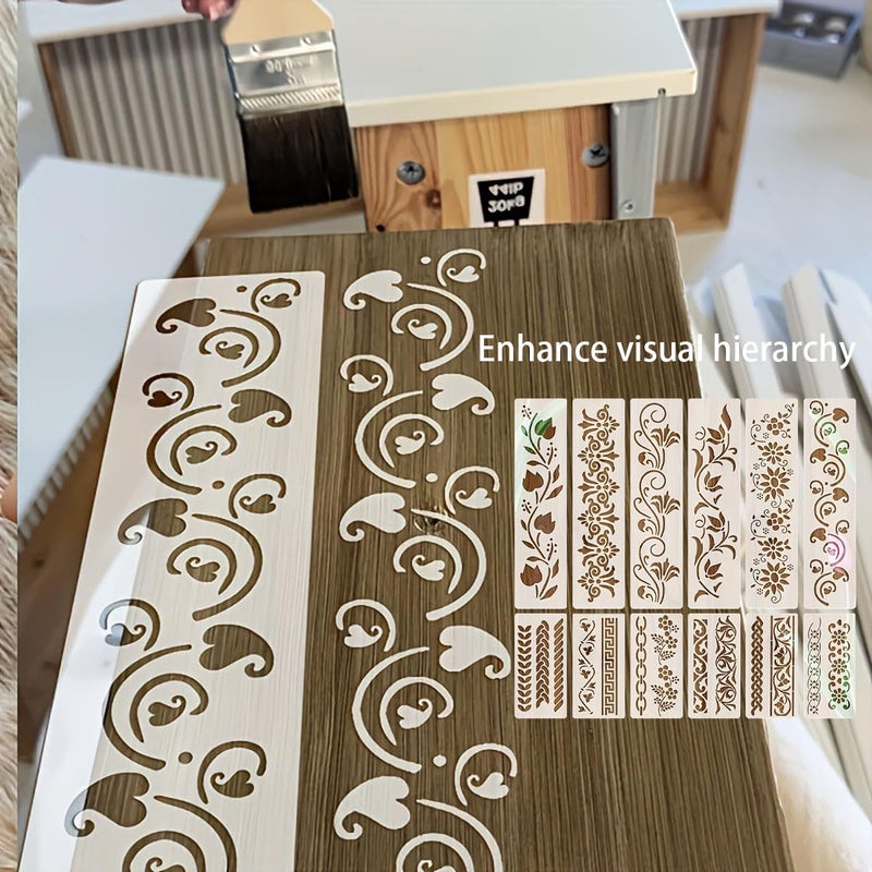 Aeenioy 12Pcs Stencil for Painting, Elegant Lace Design Templates, Reusable DIY Craft Stencils for Fabric, Wood, Canvas, Cake Decoration, Home Decor Projects, Art and Mandala Patterns - Image 5