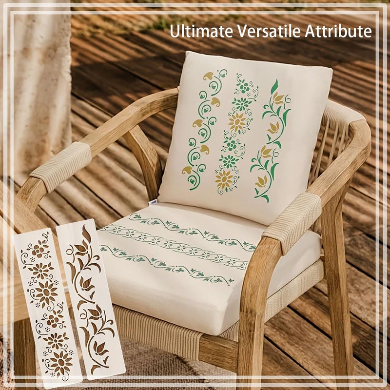 Aeenioy 12Pcs Stencil for Painting, Elegant Lace Design Templates, Reusable DIY Craft Stencils for Fabric, Wood, Canvas, Cake Decoration, Home Decor Projects, Art and Mandala Patterns - Image 4