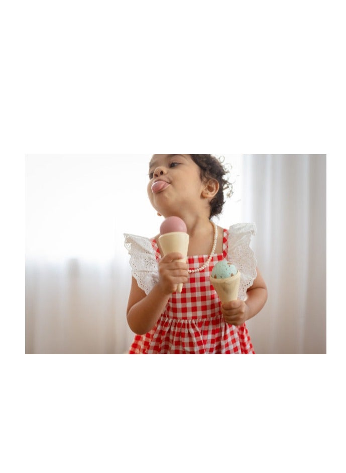 بيرتش آند باغز مجموعة ألعاب الآيس كريم الخشبية مجموعة ألعاب الآيس كريم الخشبية العضوية، مجموعة ألعاب تظاهر صديقة للبيئة من أجل متعة مستدامة لأطفالك الصغار - Image 5