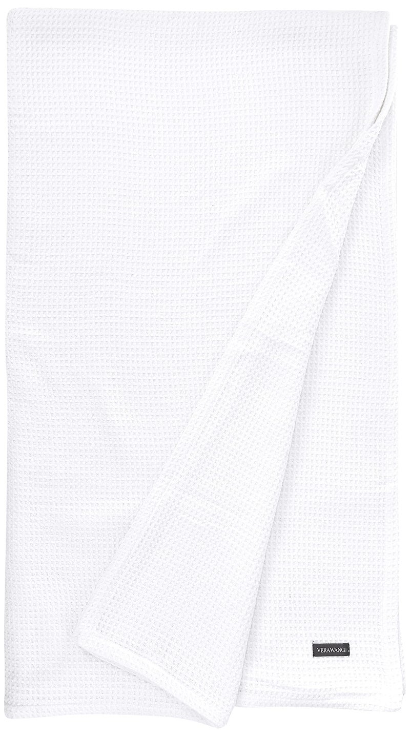 Vera Wang  King Blanket Luxury Cotton Bedding Super Soft Essentials with Waffle Weave Knit Waffleweave White King