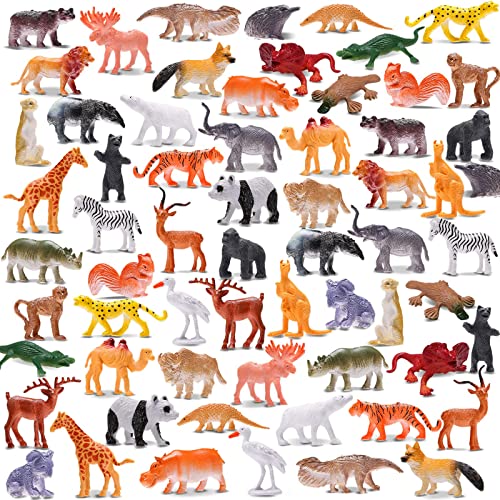 KarberDark Animal Toy 64 Pack Mini Wild Jungle Realistic Plastic Animals Figure Toys Set for Kids Boy Girl Party Favors Pinata Goodie Bag Stuffers Easter Egg Fillers Birthday Classroom Rewards Cupcake Toppers - Image 1