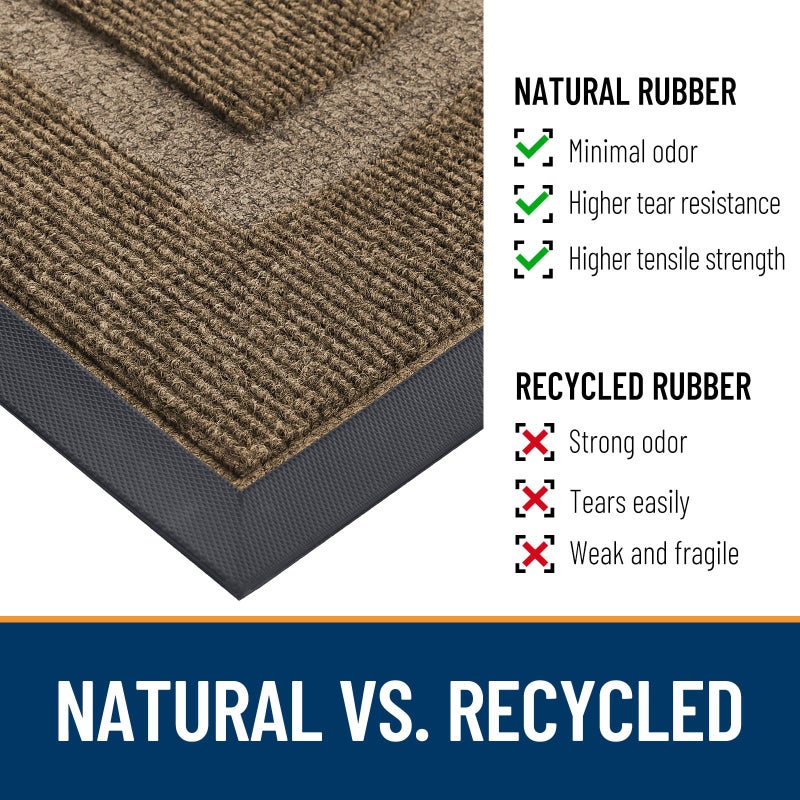 OLANLY Half Circle Door Mat Indoor Outdoor Entrance Welcome, Waterproof All-Season, All-Weather Doormat, Sturdy Natural Rubber, Low Profile, Easy Clean Patio Porch Entryway Mat, 29.5x17, Brown - Image 5