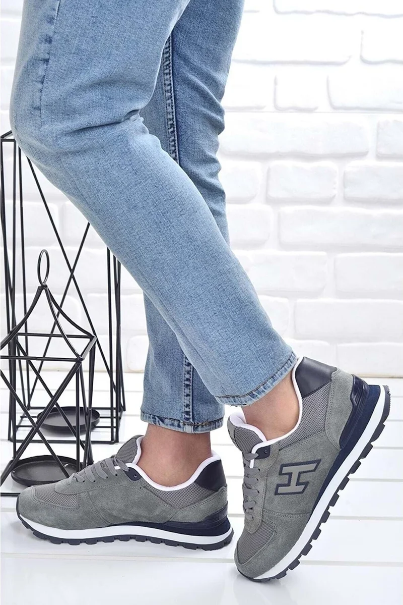 هامر جاك Peru Large Size Gray 46 Leather Men's Sneaker Shoes
