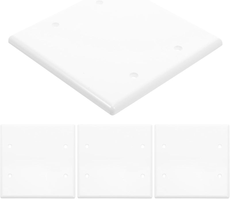 MAGICLULU 4pcs White Blank Outlet Cover Plates, Fire-resistant Plastic Wall Socket Covers with Screws, Standard Size Faceplate for Residential and Commercial Electrical Outlets - Image 1