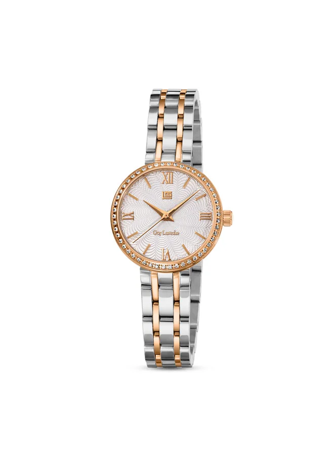 غاي لاروش Megan White Dial Stainless Steel Bracelet Analog Watch for Women, 24mm