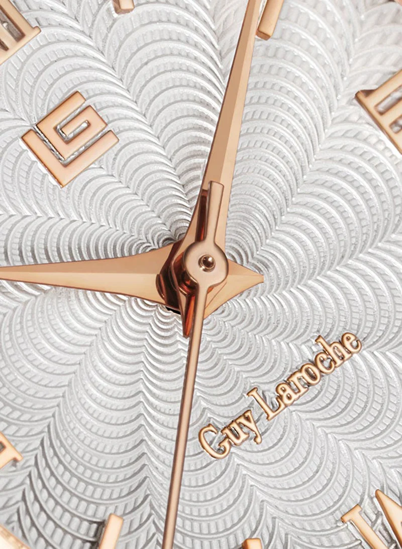 Guy Laroche Silver/Rose Gold Megan White Dial Stainless Steel Bracelet Analog Watch for Women, 24mm for Women | Best Price UAE