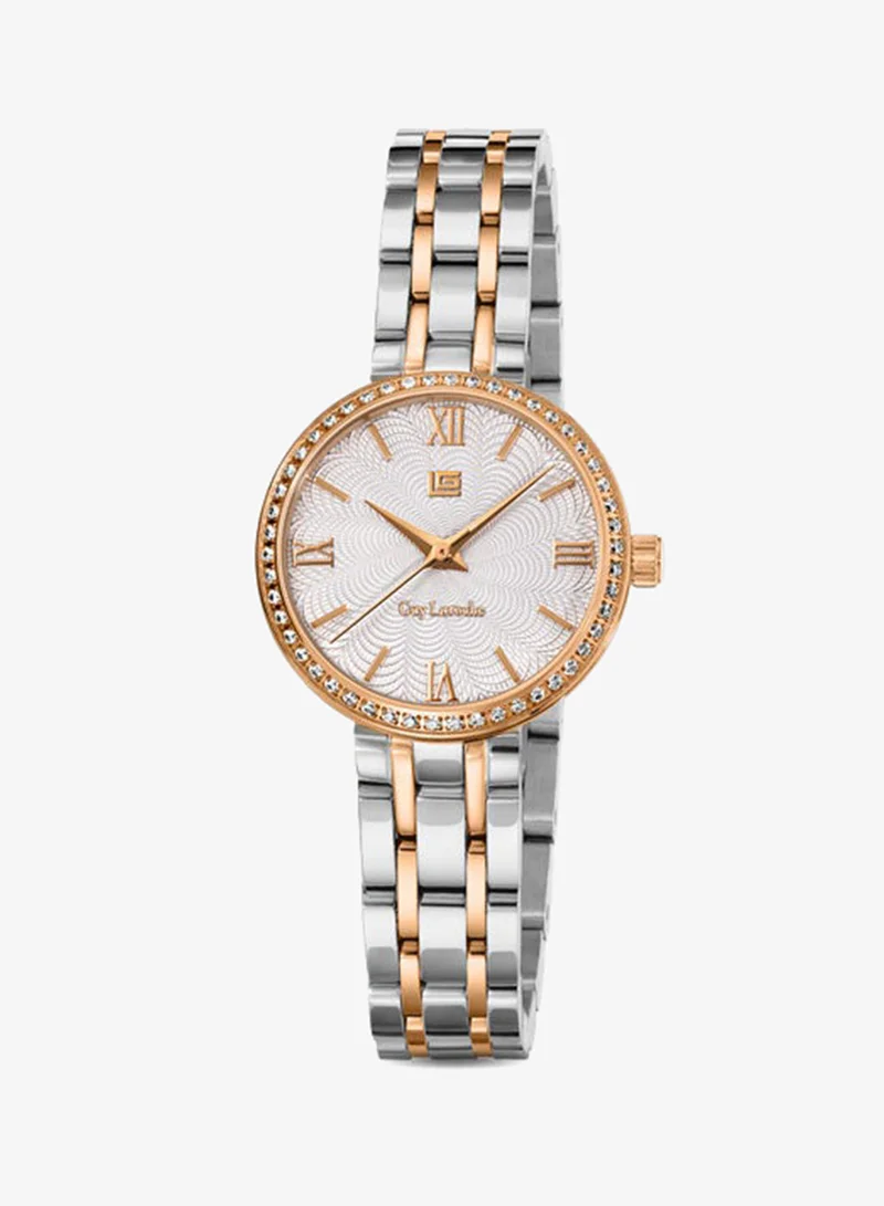 غاي لاروش Megan White Dial Stainless Steel Bracelet Analog Watch for Women, 24mm