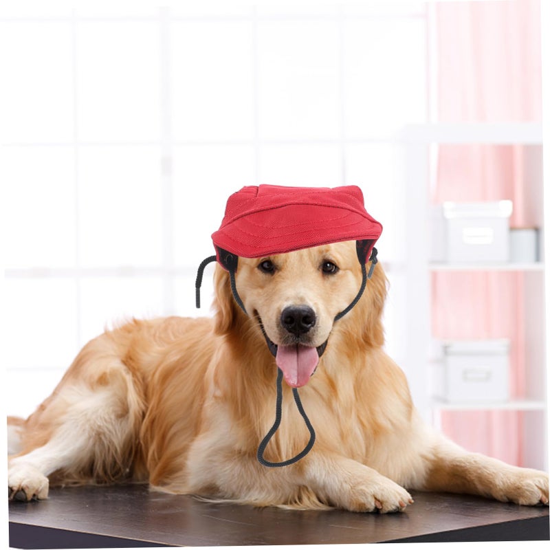 Red Dog Baseball Cap 2pcs Set Comfortable Peaked Hat For Pets Outdoor Activities - Image 5
