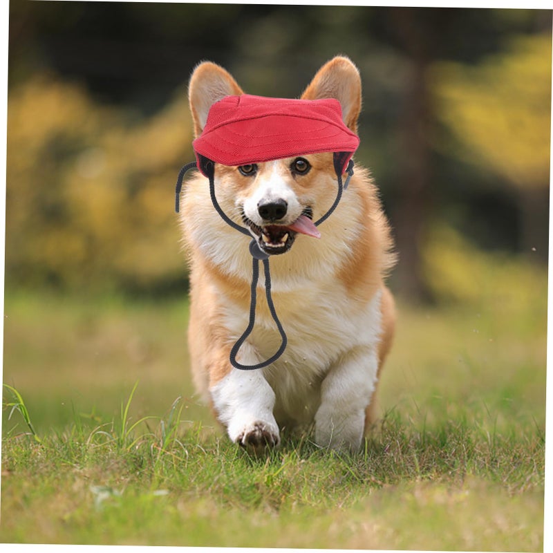 Red Dog Baseball Cap 2pcs Set Comfortable Peaked Hat For Pets Outdoor Activities - Image 3
