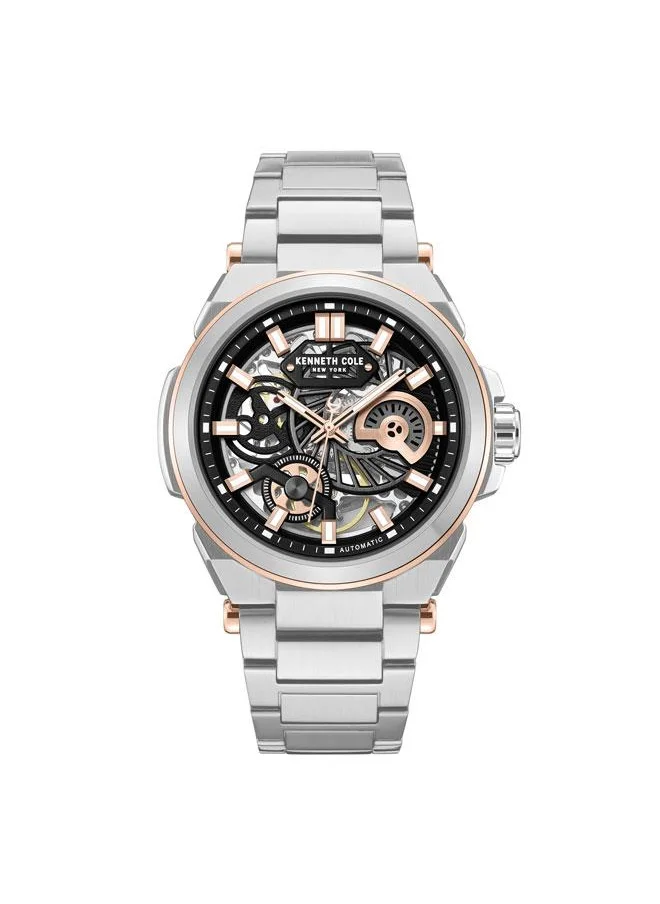 Kenneth Cole New York Downtown Men's 42mm Automatic Watch with Black Dial & Stainless Steel Bracelet