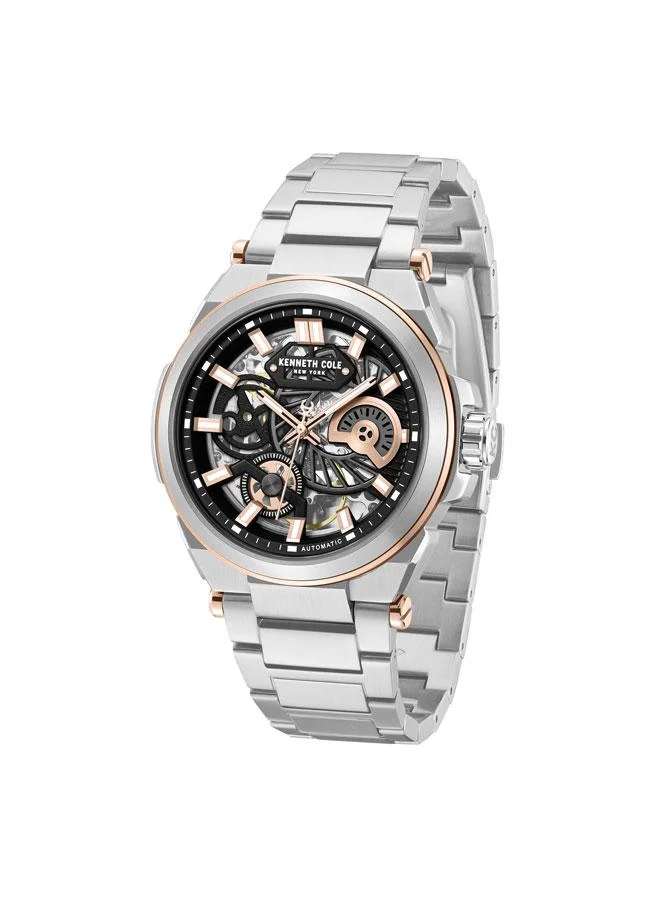 Kenneth Cole New York Downtown Men's 42mm Automatic Watch with Black Dial & Stainless Steel Bracelet