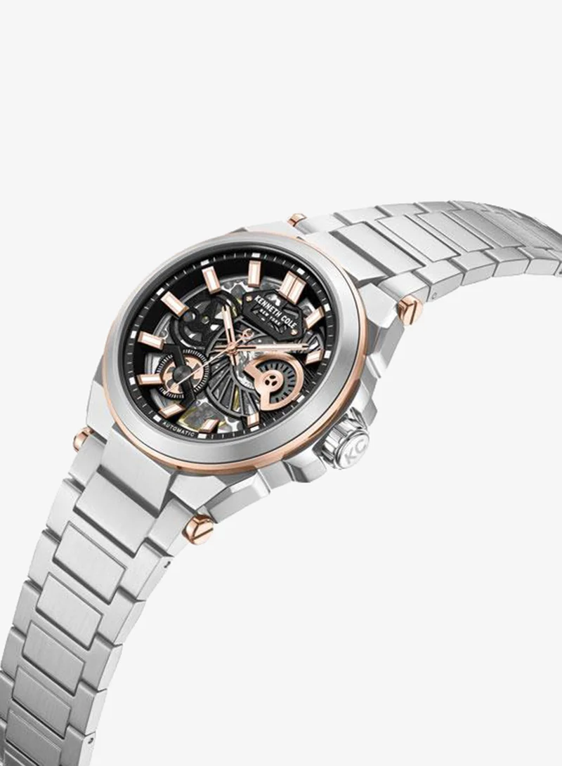 Kenneth Cole New York silver Downtown Men's 42mm Automatic Watch with Black Dial & Stainless Steel Bracelet for Men | Best Price UAE