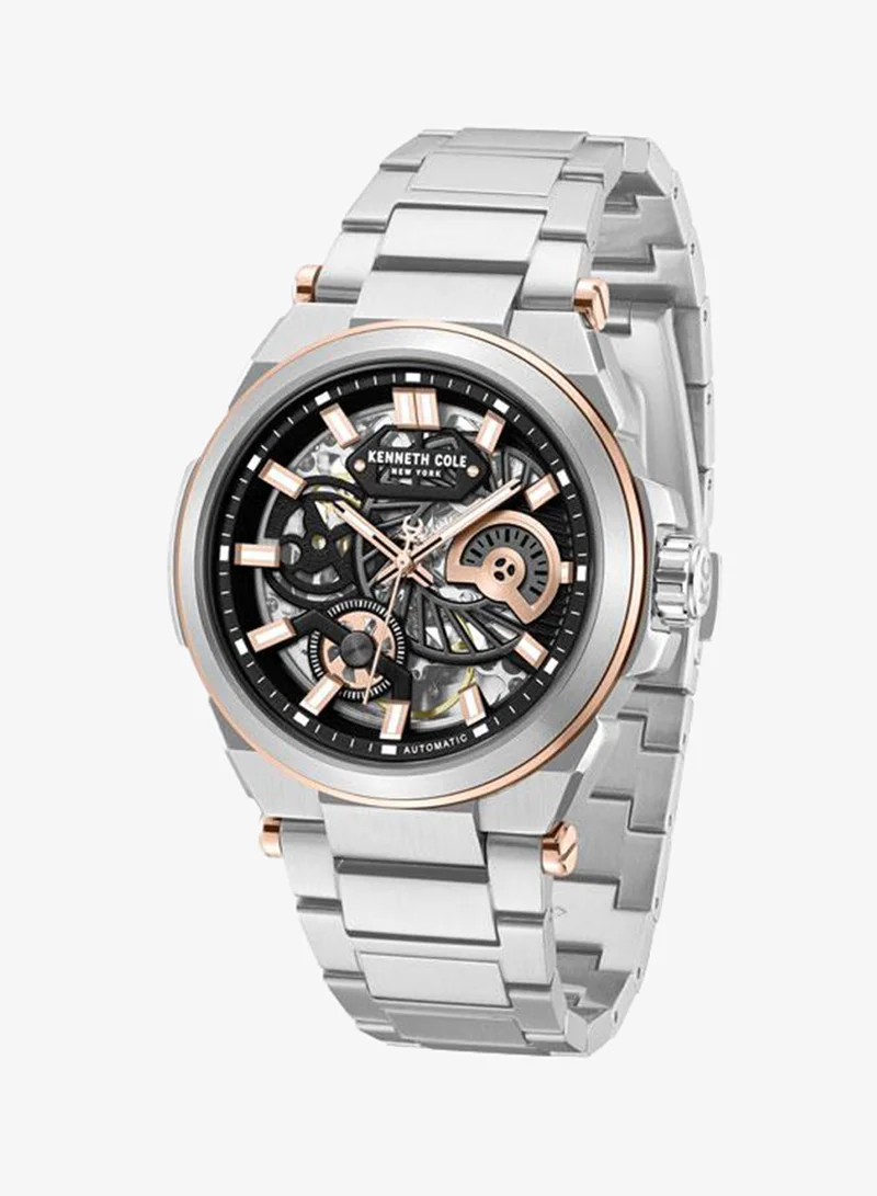 Kenneth Cole New York silver Downtown Men's 42mm Automatic Watch with Black Dial & Stainless Steel Bracelet for Men | Best Price UAE