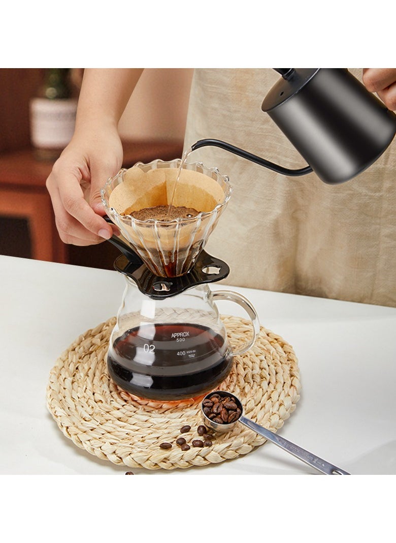 AMINAC V60 Coffee Maker Set, All-in-One Pour Over Drip Coffee Maker with 600ml Glass Server, Stainless Steel Gooseneck Kettle, Manual Grinder, Scale, Filters, Accessories & Travel Bag (13 Sets)  - Image 4