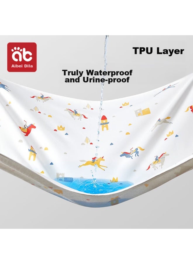 Aibedila Baby Diaper Pad, Waterproof, Washable, Cotton, Antibacterial, Breathable, Leak-proof, Large Size, Menstrual Pad, Whale Pattern, 80*100 - Image 3