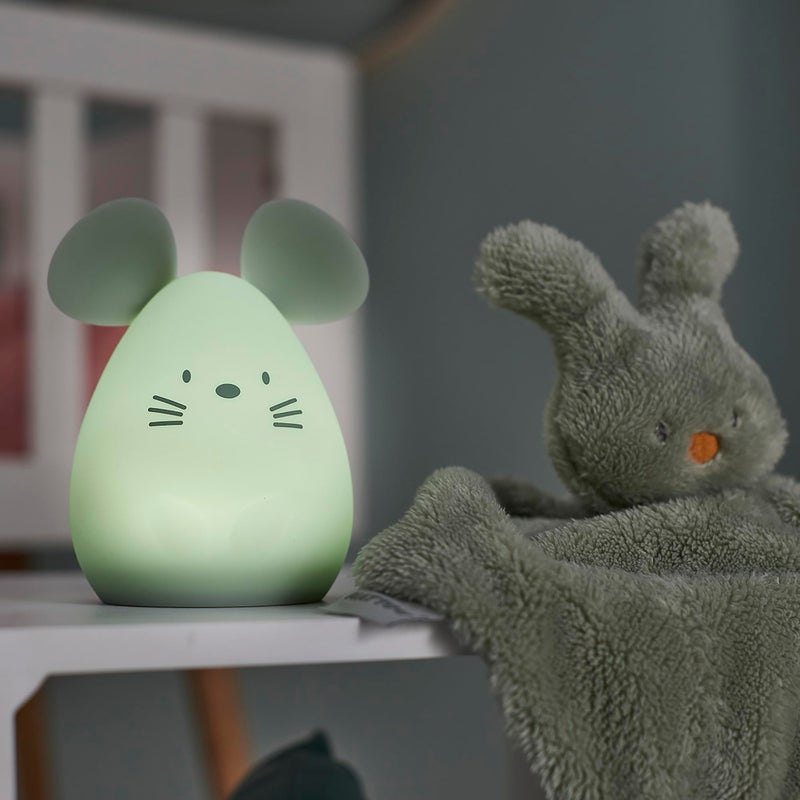 BOON Nattou - Mouse Night Light, Baby Sleep Aid, Toddler Comfort Light, 7 Colours, BPA Free, 16cm, PETA Approved Vegan Silicone, Green - Image 2