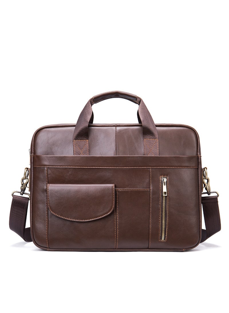 Laptop bag for men, laptop bag leather, business briefcase, large capacity for 14 inch computer  - Image 1