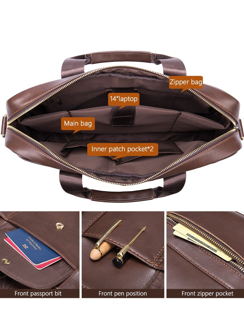 Laptop bag for men, laptop bag leather, business briefcase, large capacity for 14 inch computer  - Image 2