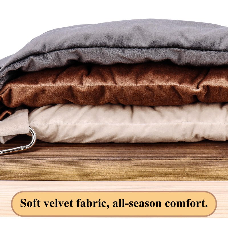 JSPYFITS Wooden Cat Wall Hammock, 18.9 x 12.6 Inch Double Layer Cat Furniture Hammock, Large Removable Multi-Function Cats Bed for Sleep/Play/Climb/Lounge Easy DIY Installation(Beige) - Image 2