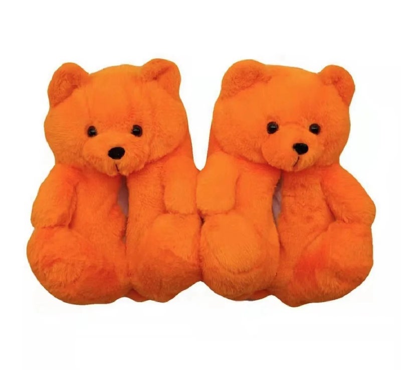 Y&D Price Fluffy Warm Kids Lady Size Teddy Bear Shape Animal Cartoon Winter Indoor Soft Slipper Shoes - Image 1