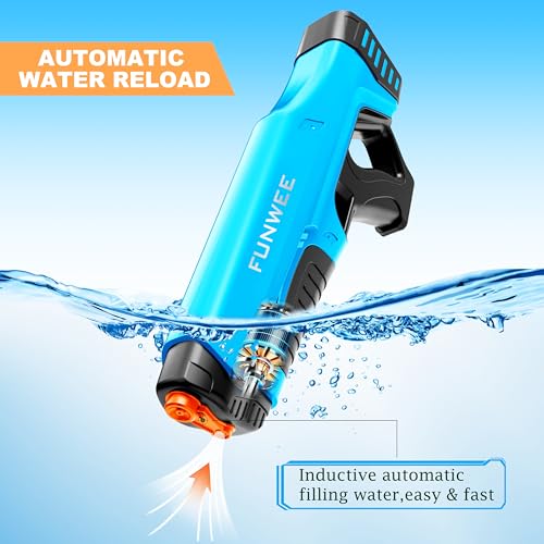 Funwee Electric Water Guns for Adults Kids Automatic Water Reload Shooting Over 250 Blasts Water Blaster Squirt Guns Up to 28 FT Long Range Summer Beach Pool Backyard Outdoor Toys Bright Blue - Image 5